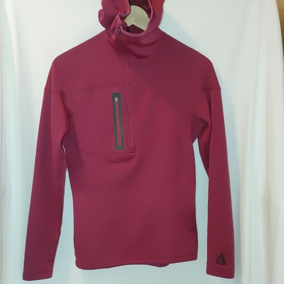 Eddie Bauer First Ascent Half Quarter Zip Grid Fleece Pullover Hooded Pink XS - Picture 2 of 9